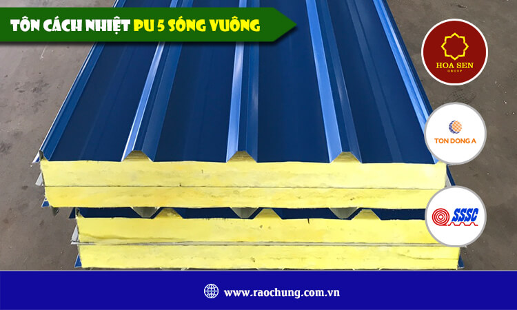 Tôn cách nhiệt PU 5 sóng vuông 
