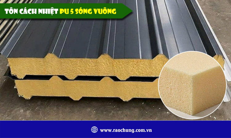 Tôn cách nhiệt PU 5 sóng vuông 