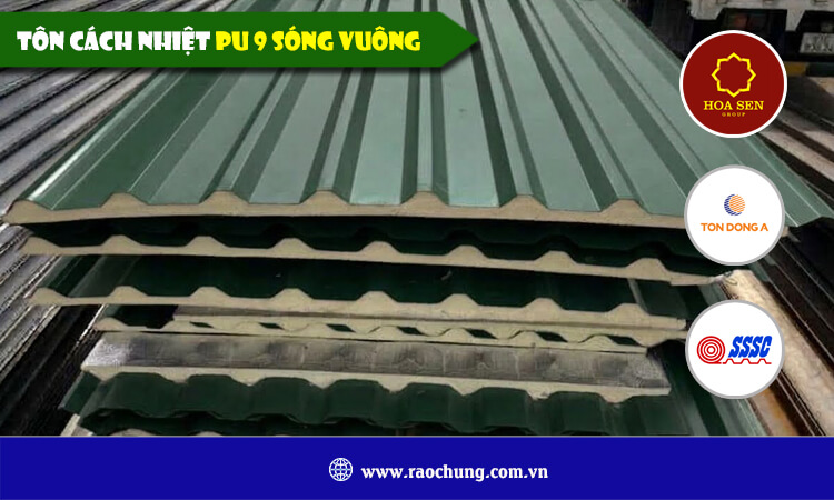 Tôn cách nhiệt PU 9 sóng vuông 