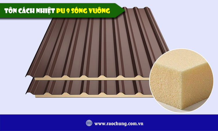 Tôn cách nhiệt PU 9 sóng vuông 